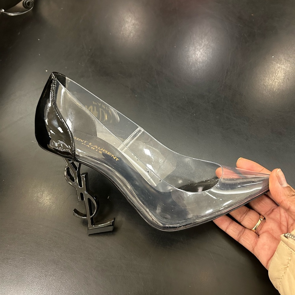 YSL OPYUM BLACK AND CLEAR HEELS